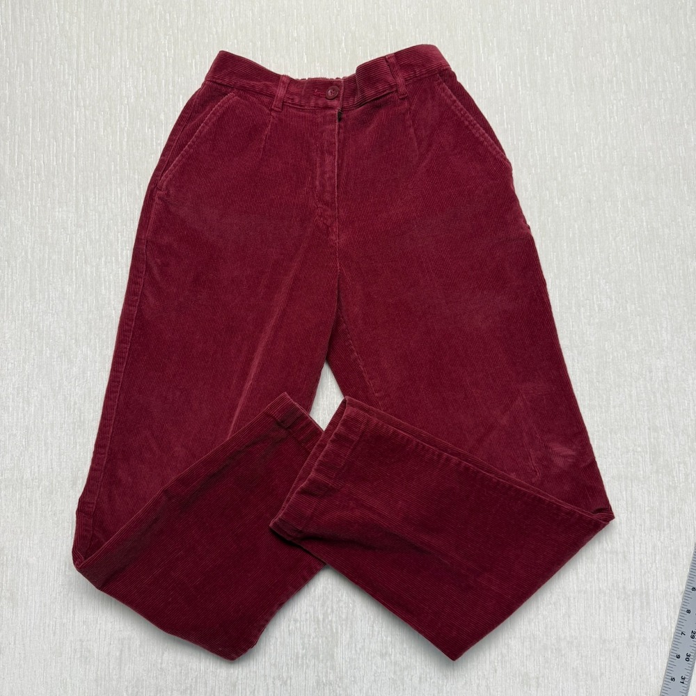 VTG L.L. Bean Corduroy Pants Original Womens 4P Burgundy Stretch Fit Mid Rise